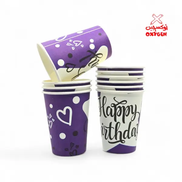 طقم اكواب ورقية دائري Happy Birthday - PSU1