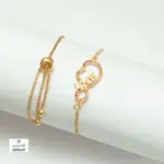 انسيال شداد بلاتين ذهبي مع فصوص زرقون شكل 16 - ACWS17