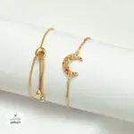 انسيال شداد بلاتين ذهبي مع فصوص زرقون شكل 18- ACWS17