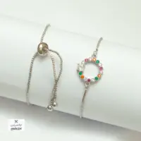 انسيال شداد بلاتين مع فصوص زرقون فضي شكل 5- ACWS16