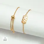 انسيال شداد بلاتين ذهبي مع فصوص زرقون شكل 8- ACWS17