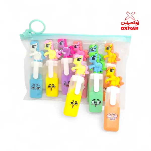 طقم اقلام هايلايتر شكل يوني كورن - 6 قطع